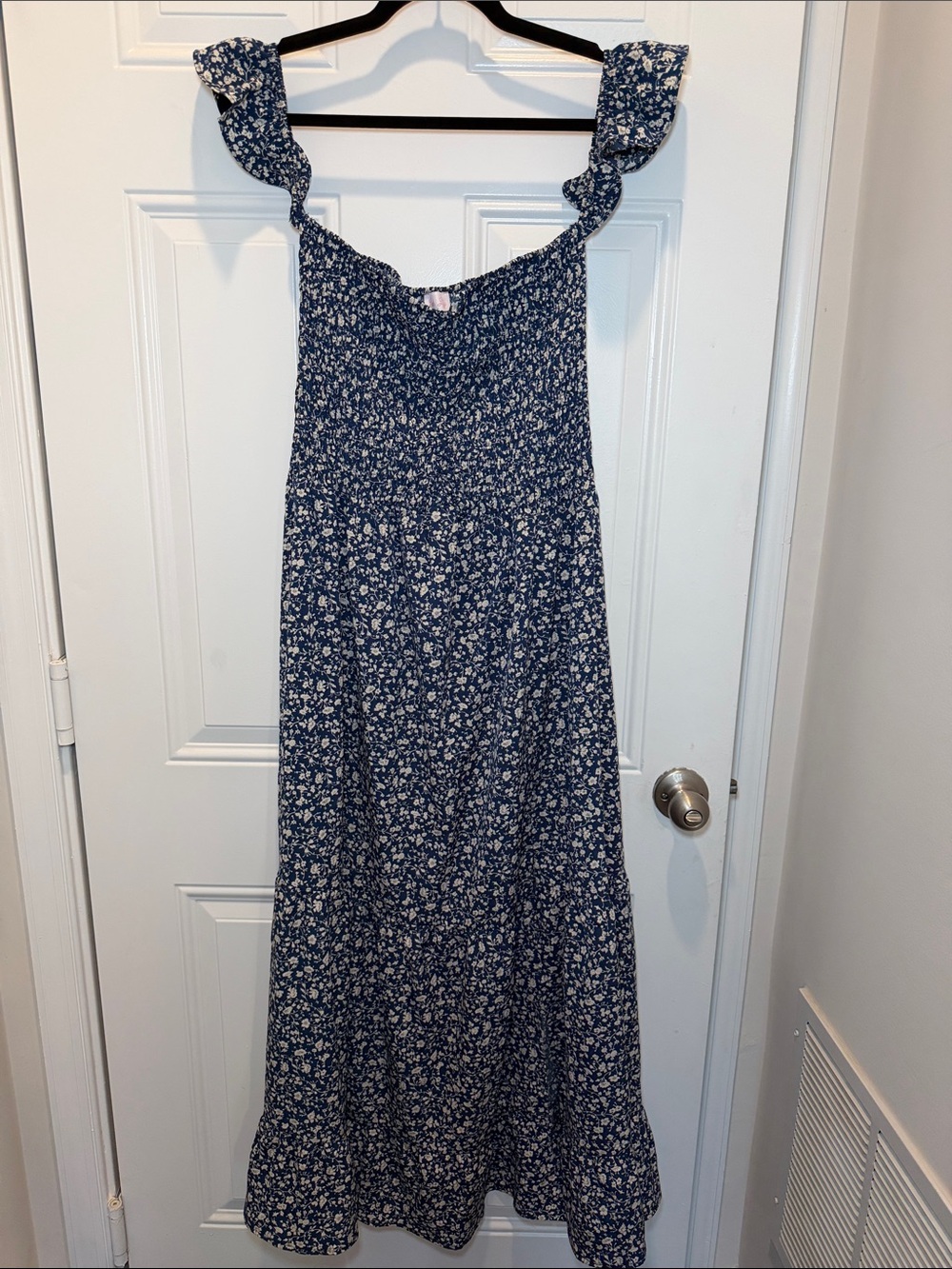 Pink Lily Navy Floral Maxi Dress with Ruffle Straps
